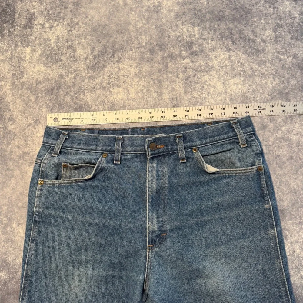 Vintage 70s Manhattan Jeans Mens Straight Leg Talon 42 Zip Crease USA Made 34x28